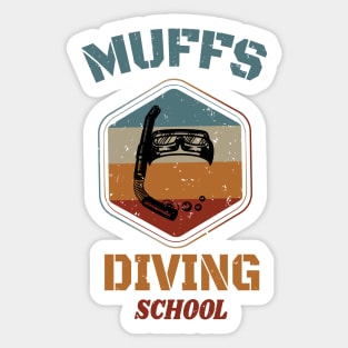 Muffs Diving School - Skull Retro Diving Lover gift Sticker